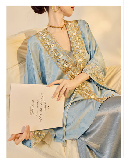 High-End National Style Beaded Jacket | Elegant Light Luxury Jacquard Top