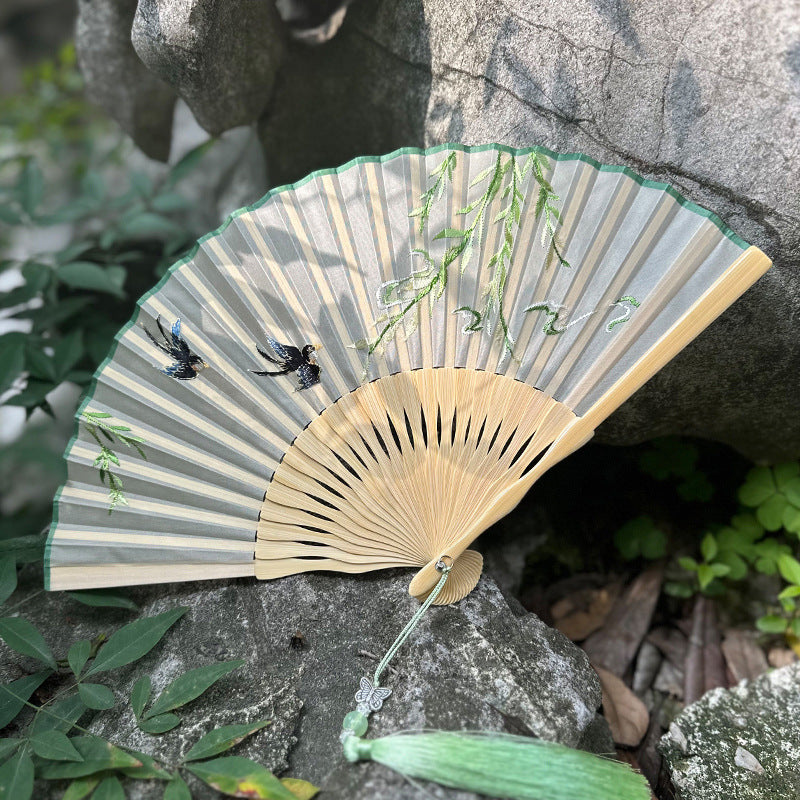 Handmade Suzhou Embroidery Folding Fan — Chinese Style Craft Gift