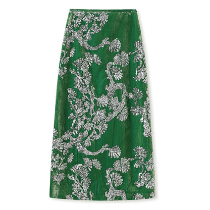 2025 Spring New Chinese Beaded Embroidered Silk Cardigan & Skirt Set