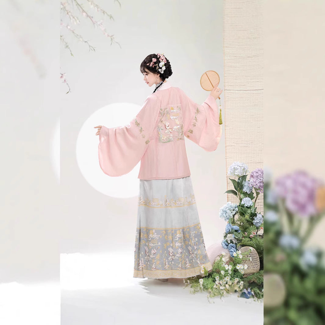 Trees of Sea 2025 New Ming Hanfu Set Stand Collar Embroidered Horse Face Skirt