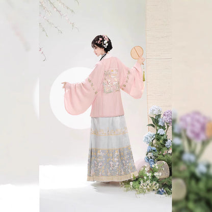 Trees of Sea 2025 New Ming Hanfu Set Stand Collar Embroidered Horse Face Skirt