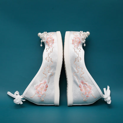 Spring Hanfu Shoes — Traditional Embroidered Hidden Heel Women’s Flats