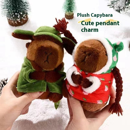 Northeast Floral Capybara Plush Keychain Cute Cartoon Bag Doll