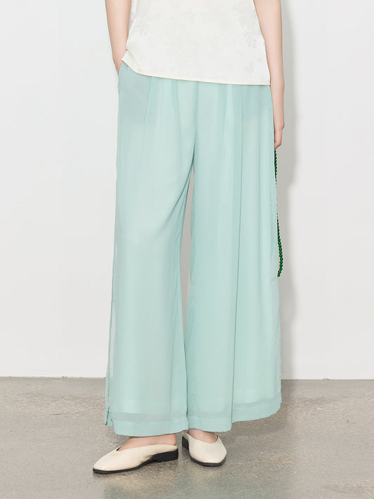 High-Waist Wide-Leg Draped Pants for Women