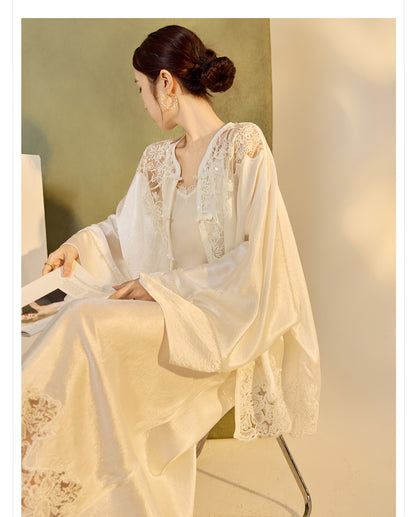 New Chinese Style Embroidered Jacket Skirt Set | Heavy Bead Lace Patchwork