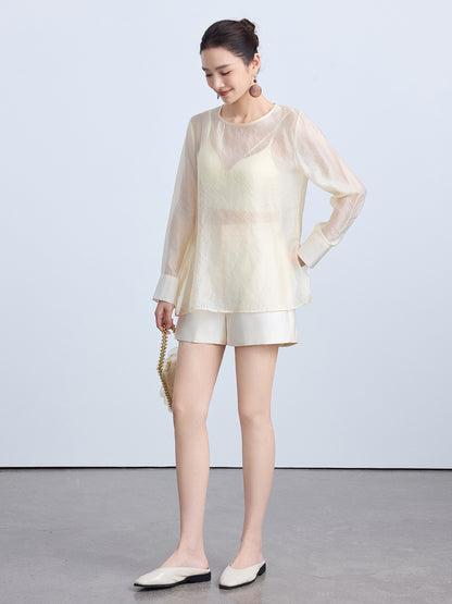 Elegant Round Neck Women's Blouse