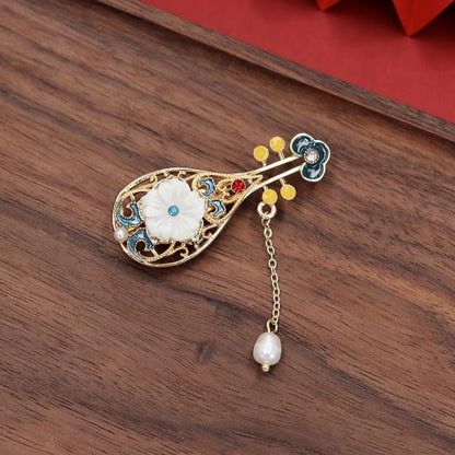 Chinese Style Brooch — Palace Elegant Pearl Tassel Pin for Cheongsam
