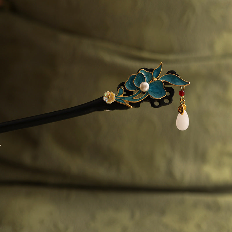 Pure Handmade Ebony Hairpin Women Ancient Style Daily Hair Bun Accessory