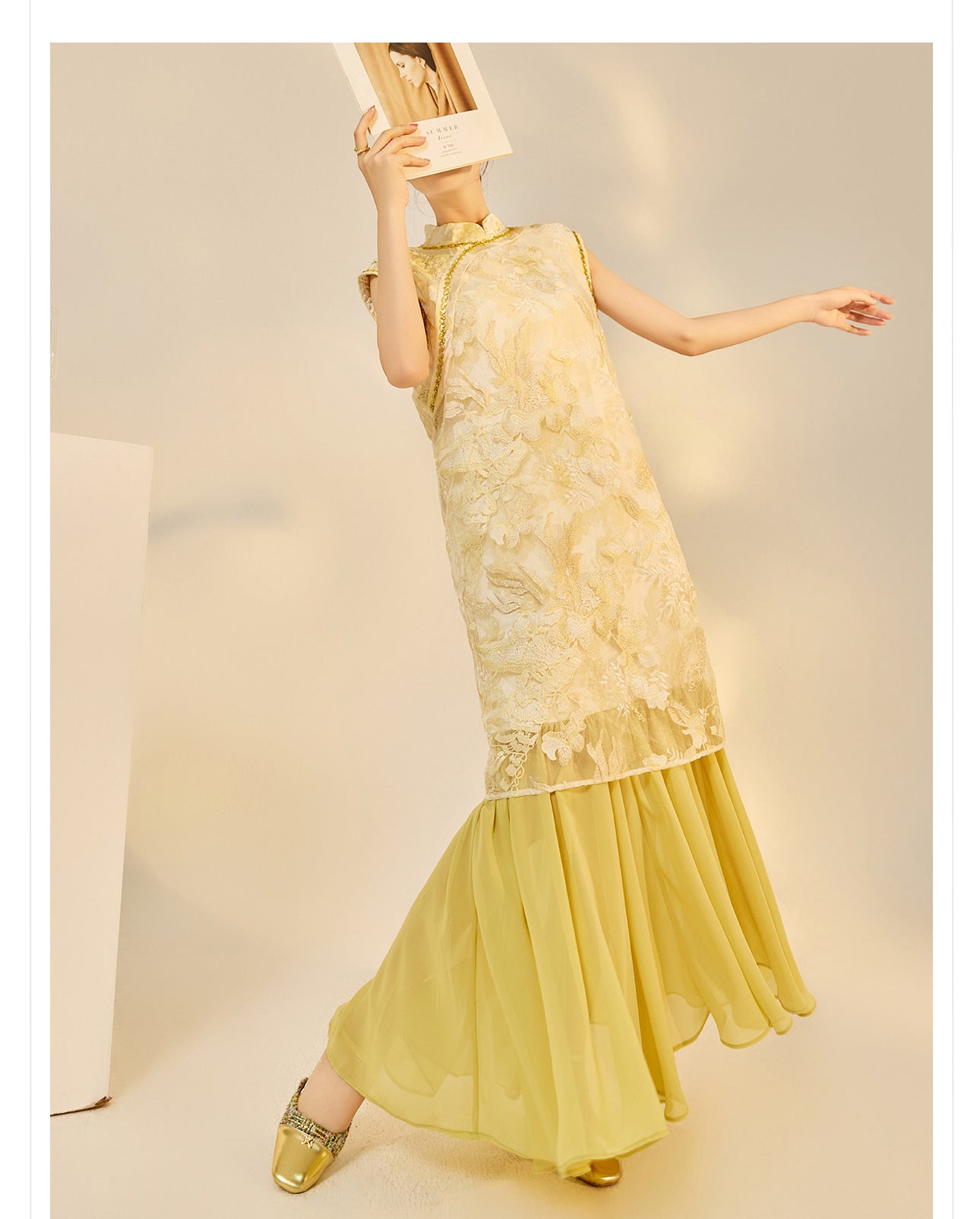 New Chinese Style Printed Cheongsam | Autumn Elegant Beaded Dress