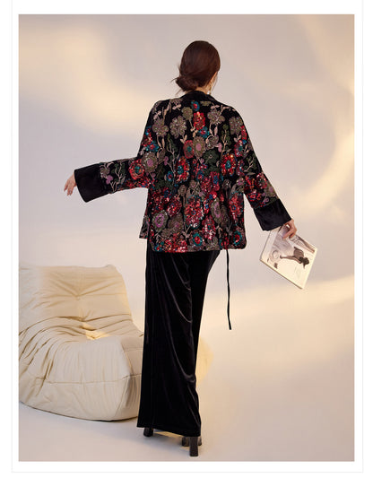 High-End New Chinese Style Embroidered Sequin Coat | Elegant National Top