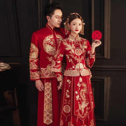 Xiuhe Wedding Dress Bride Slim Fit Chinese Wedding Couple Set