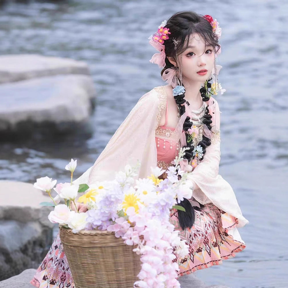 Spring Summer Fairy Costume — Peach Blossom Ethnic Hanfu Set