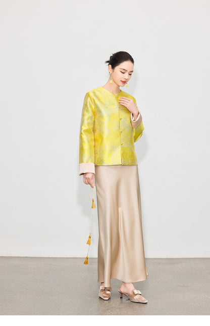 High-End Stylish Jacquard Tang Suit Inspired Top