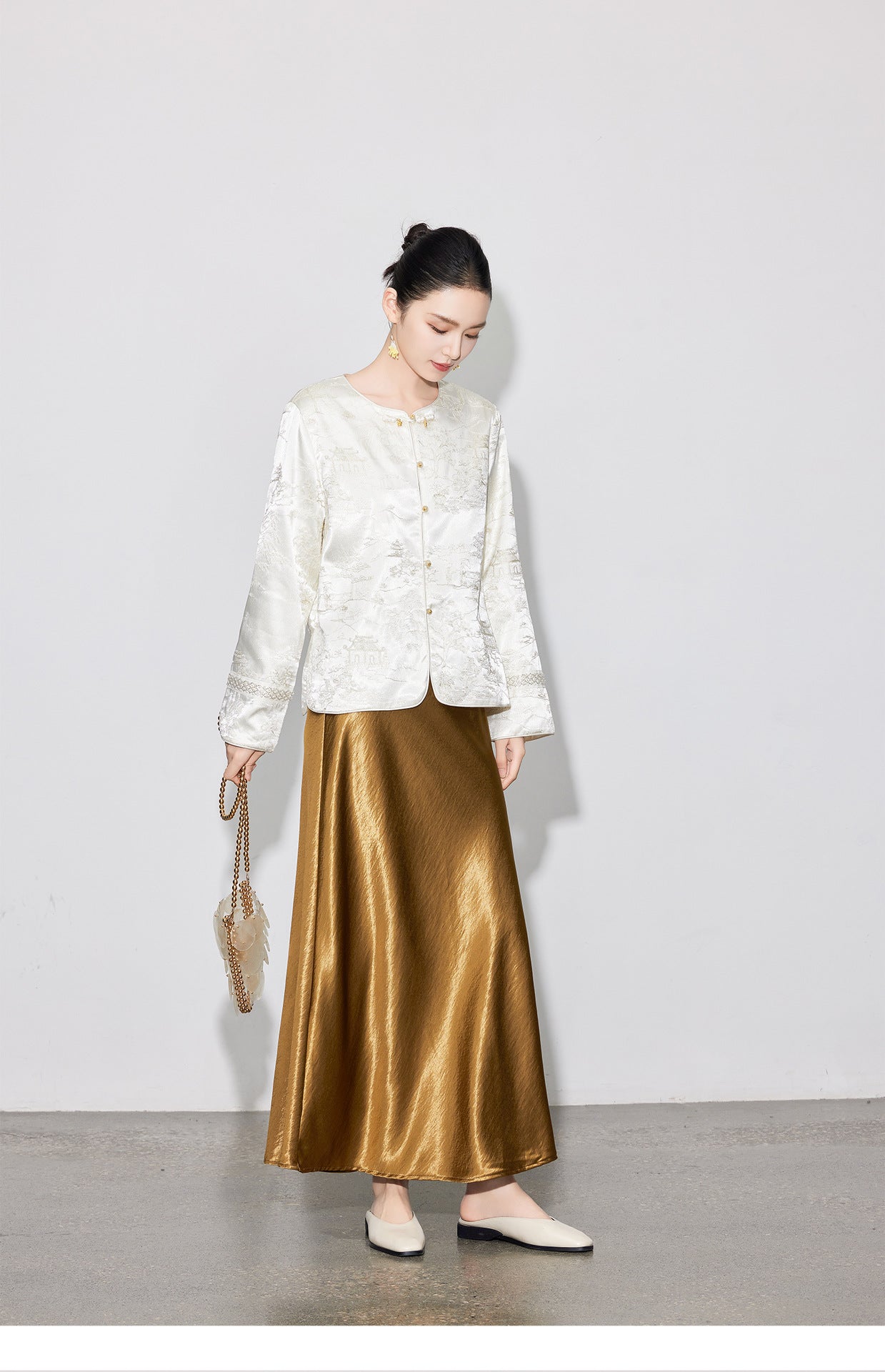 Elegant Satin Midi Mermaid Skirt, Slimming Design