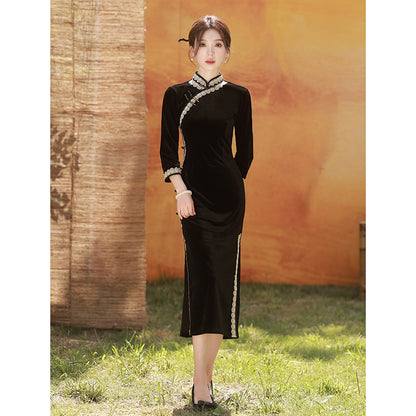 Autumn Winter Mid-Sleeve Qipao – Mother’s Toast Dress
