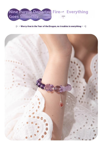 Natural Amethyst Nine-Purple Fire Bracelet — Lucky Exam Charm for Women