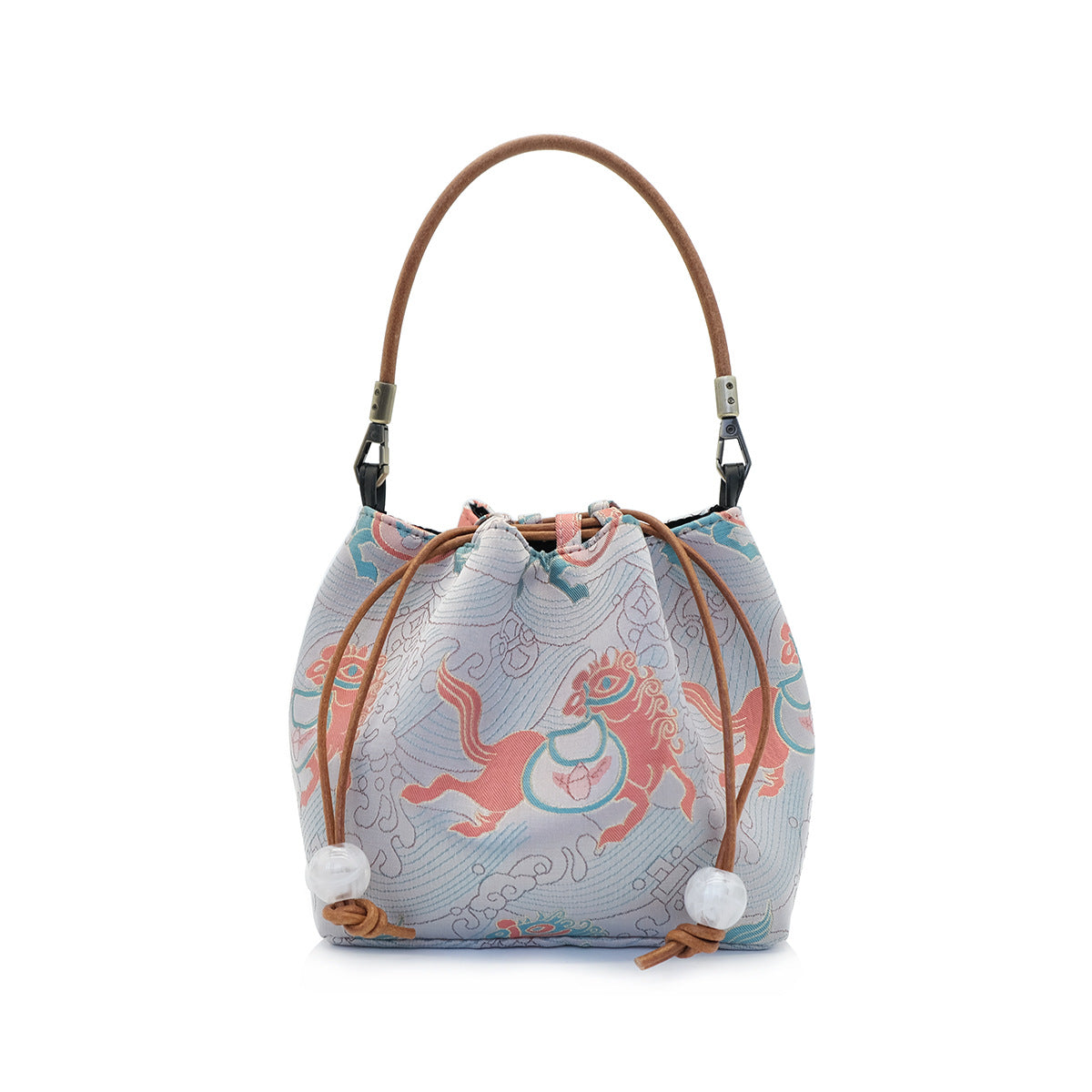 Creative Song Brocade Bucket Bag — New Chinese Style Hanfu Handbag for Women