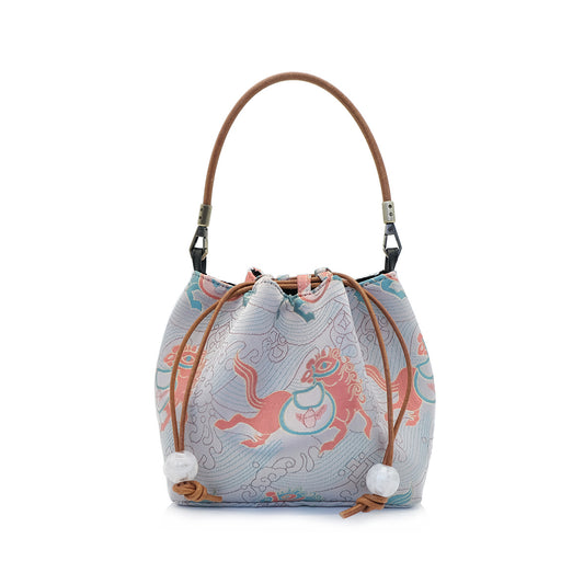 Creative Song Brocade Bucket Bag — New Chinese Style Hanfu Handbag for Women