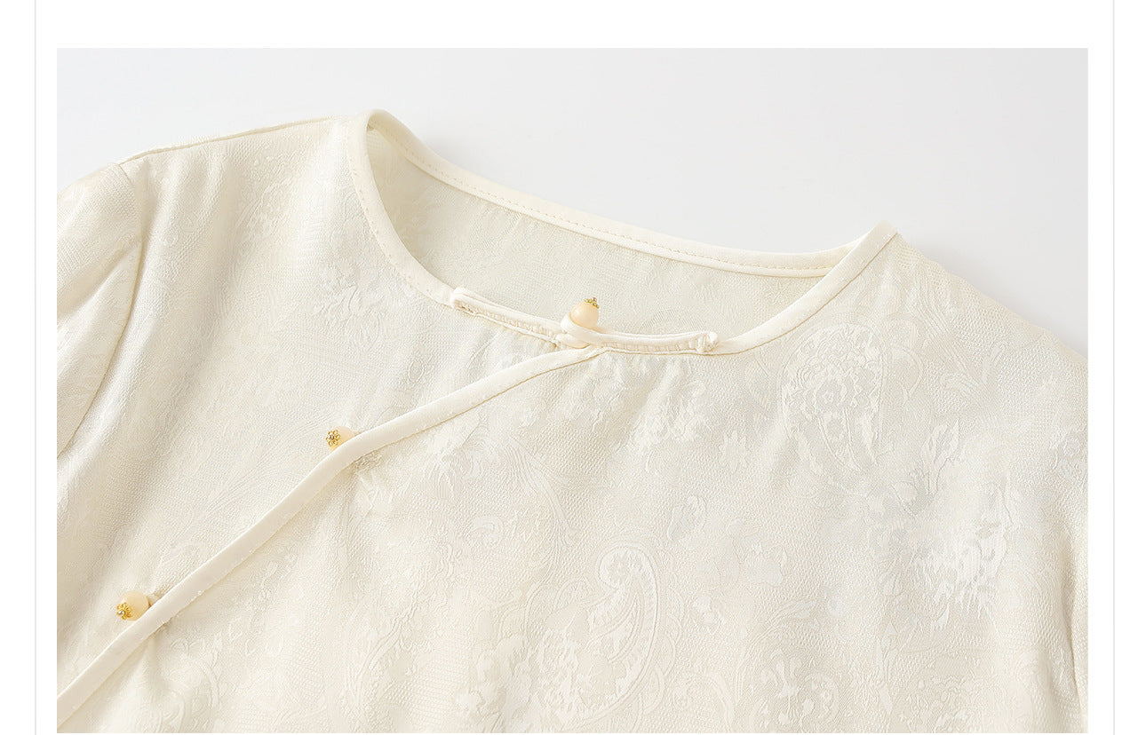 2025 New Chinese Style Elegant Jacquard Shirt | High-End Embroidered Button Top