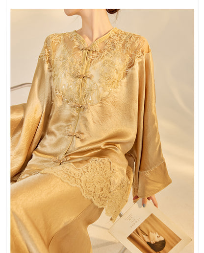 New Chinese Style Embroidered Jacket Skirt Set | Heavy Bead Lace Patchwork