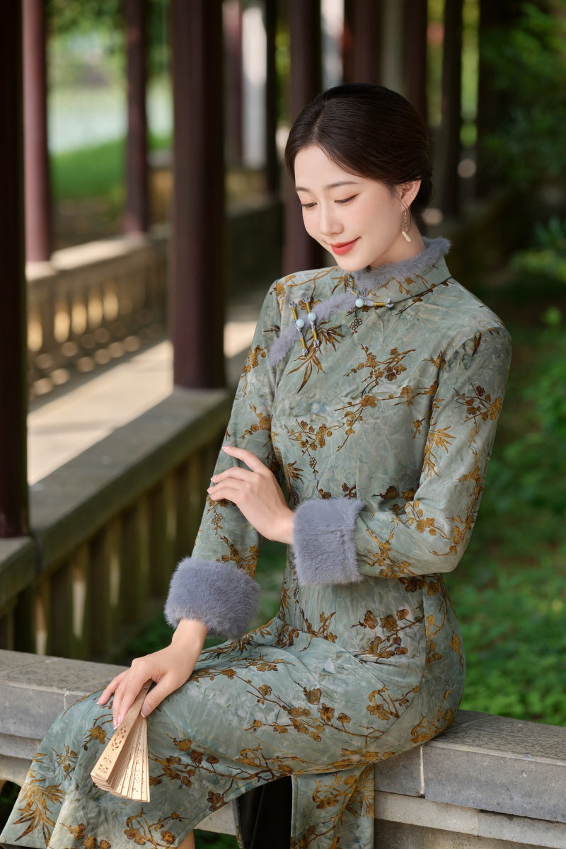 Old Shanghai Style Qipao – Elegant Autumn Winter Daily Wear