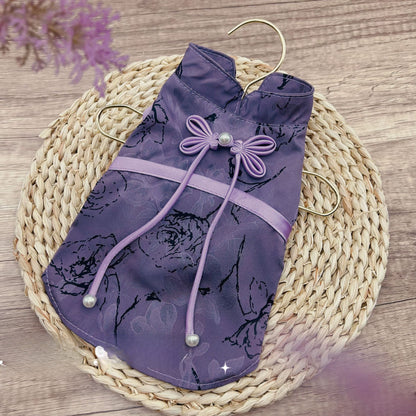 New Chinese Style Pet Cheongsam Embroidered Dress for Small Dogs