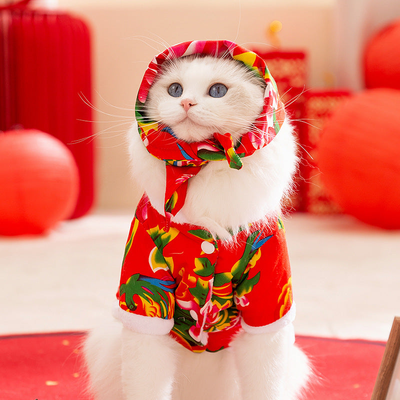 Retro Northeast Floral Coat Two-Leg Pet Clothes for Cats & Dogs