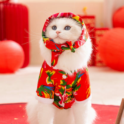 Retro Northeast Floral Coat Two-Leg Pet Clothes for Cats & Dogs