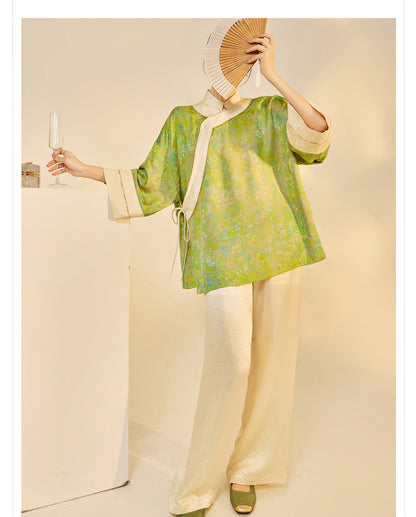 Early Autumn New Chinese Style Silk Lace-Up Short Coat | Retro Thin Top for Women