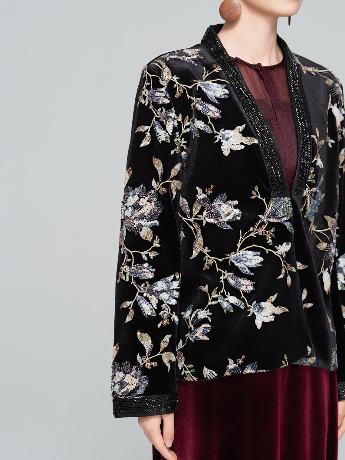 Elegant Loose Retro Sequin Jacket for Women