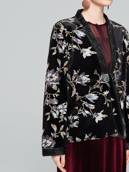 Elegant Loose Retro Sequin Jacket for Women