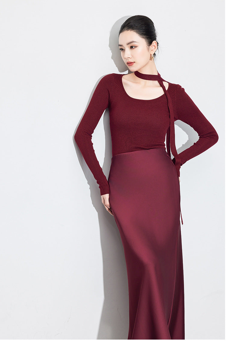 Chic High-End Acetate Midi Mermaid Skirt