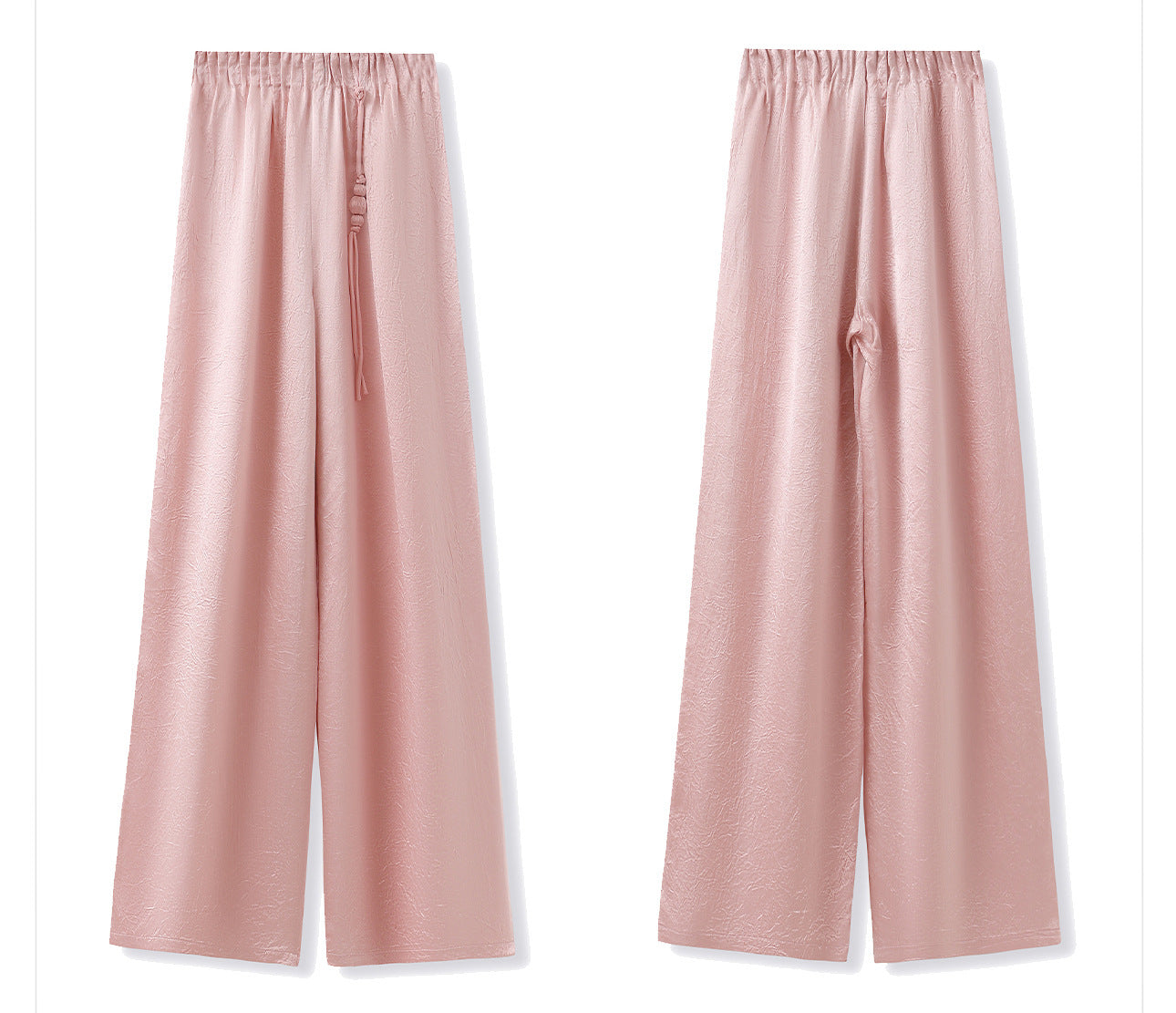 New Chinese Style High-Waist Wide-Leg Acetate Pants for Women