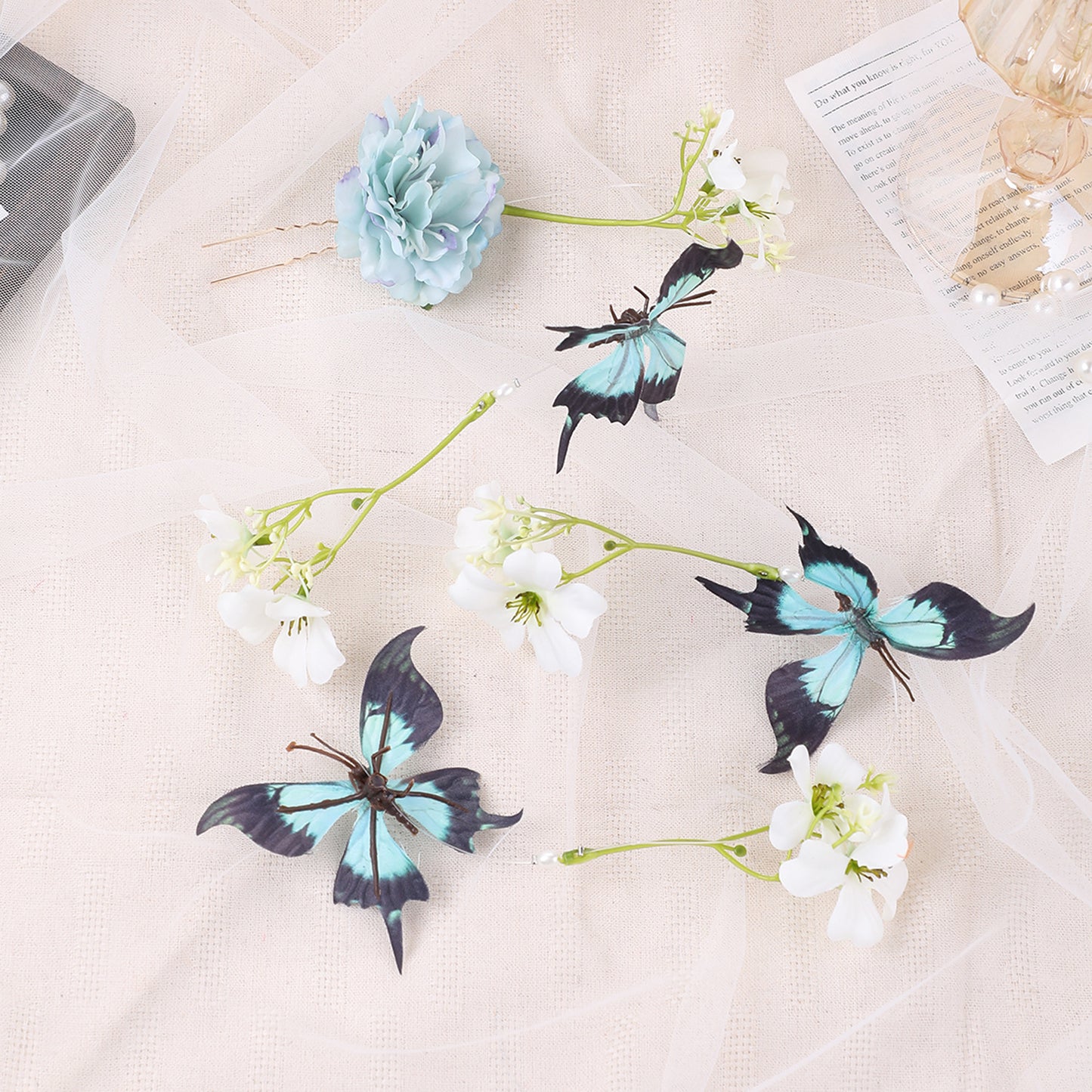 Ancient Style Magnolia Flower Hairpin Fairy Tassel Braided Hanfu Accessory