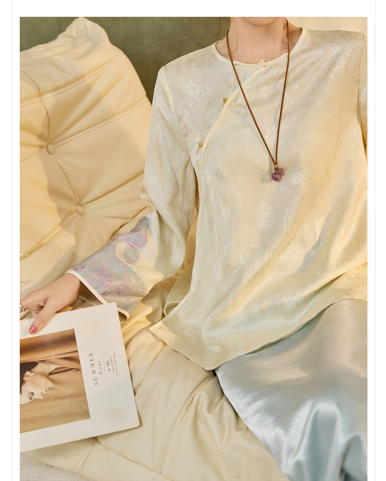 2025 New Chinese Style Elegant Jacquard Shirt | High-End Embroidered Button Top