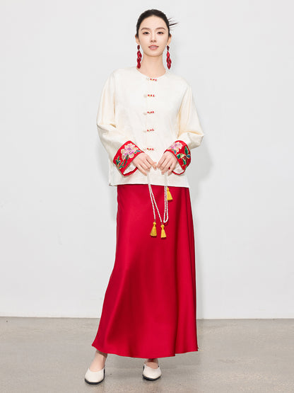 Stylish National Style Embroidered Top for Women