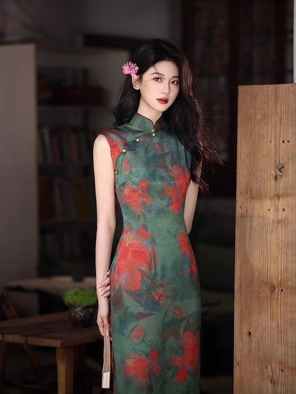 Tipsy Rose Sleeveless Cheongsam – Elegant Youth Slim Dress