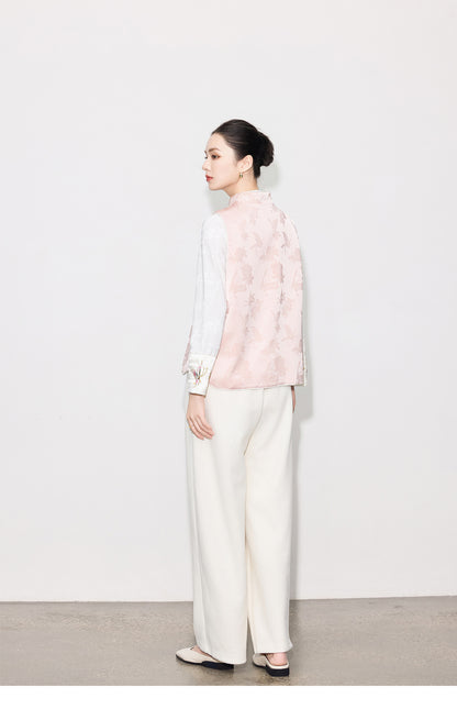 High-End Elegant Jacquard Vest Top for Women