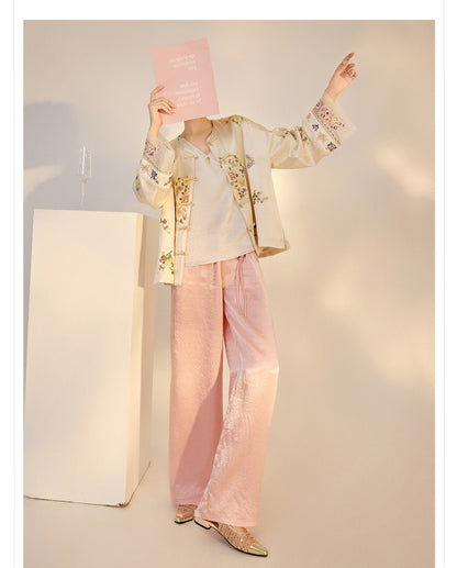 2026 Autumn New Chinese Style Printed Embroidered Acetate Coat for Women