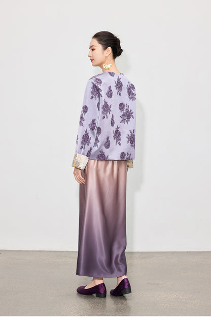 High-End Gradient Satin Mermaid Midi Skirt, Spring Design