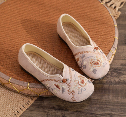Old Beijing Style Women’s Flats — Retro Embroidered Costume Shoes