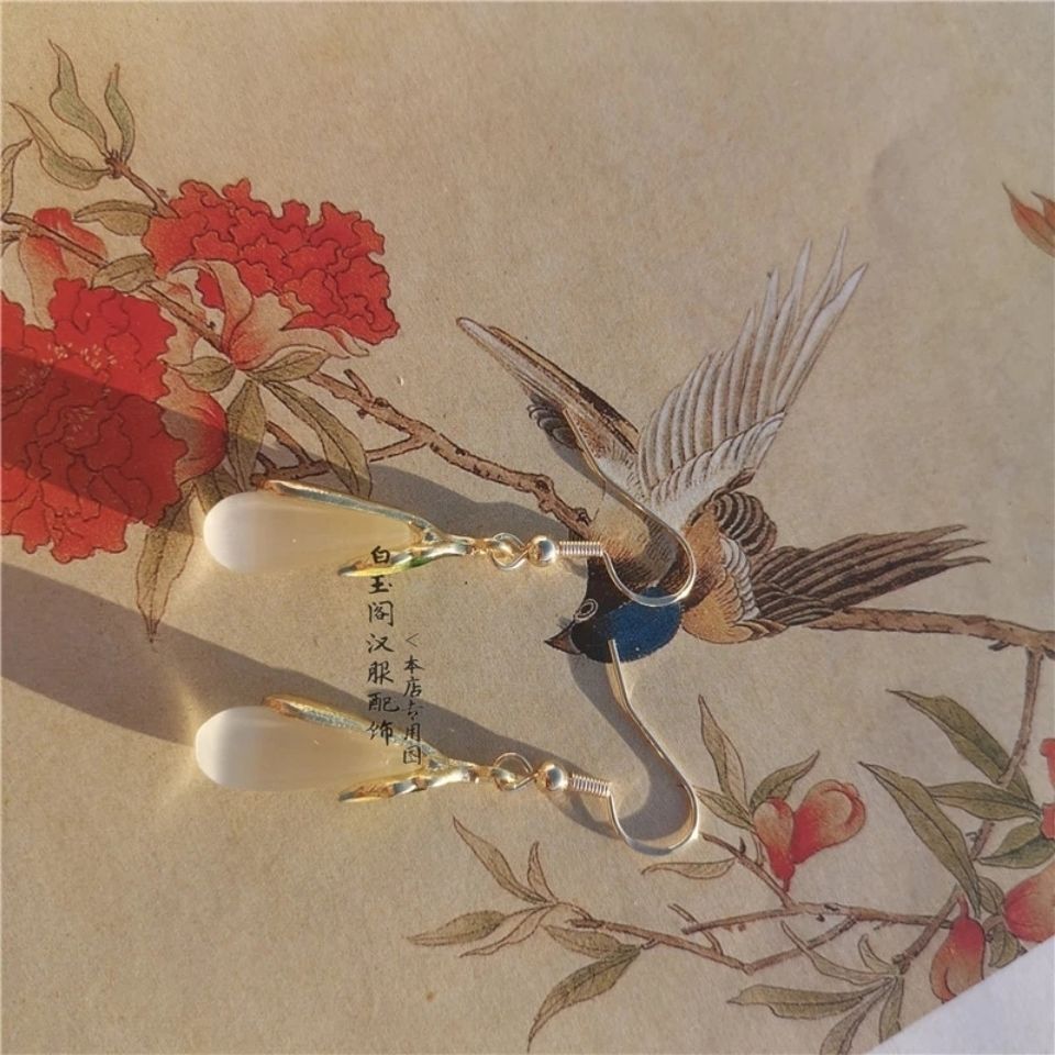 Ancient Style Hanfu Earrings | National Style Ear Hooks Cheongsam Accessory
