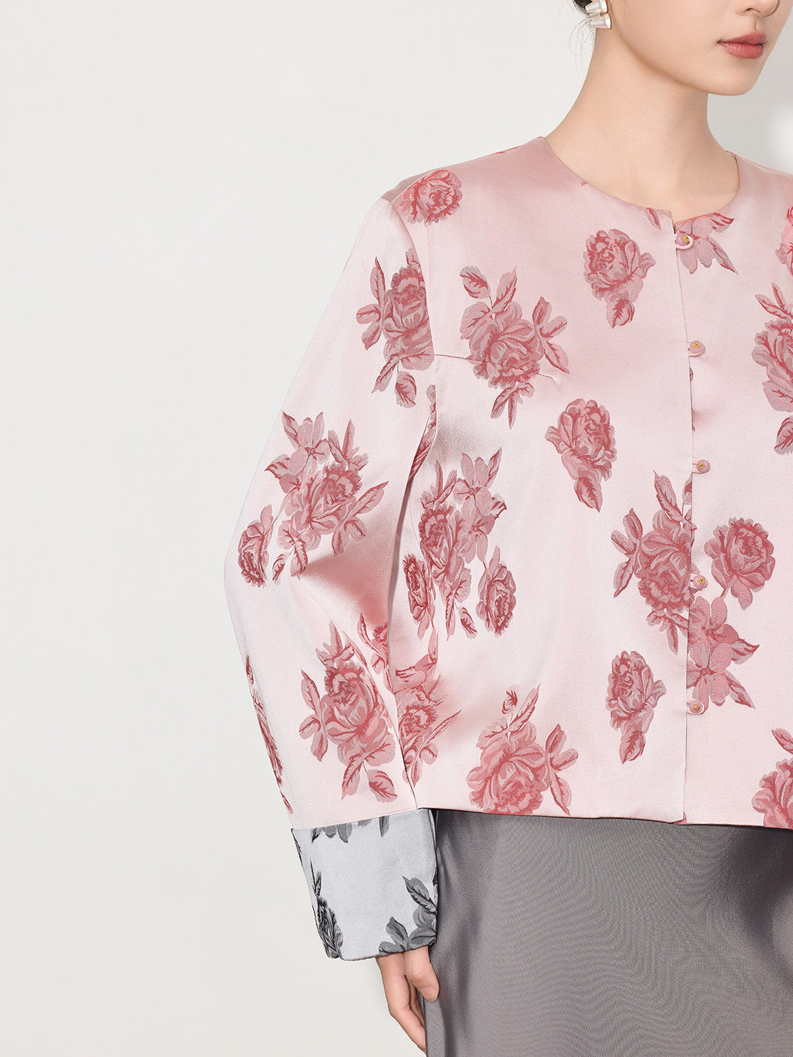 2026 Spring Summer Satin Jacquard Elegant Jacket for Women