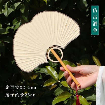Handmade Ginkgo Leaf Xuan Paper Round Fan — Classical Chinese Style
