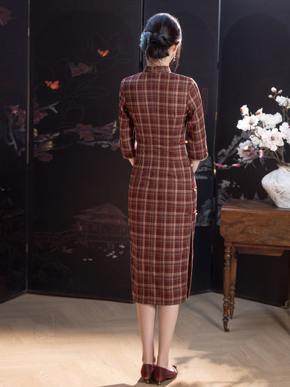 Improved Youth Style Qipao – Three-Quarter Sleeve Daily Dress