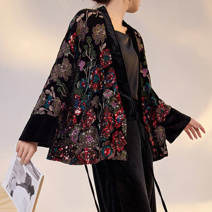 High-End New Chinese Style Embroidered Sequin Coat | Elegant National Top
