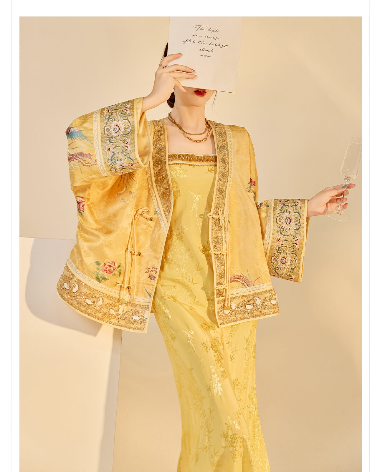 Luxury V-Neck Embroidered Jacket – Modern Chinese Style Outerwear