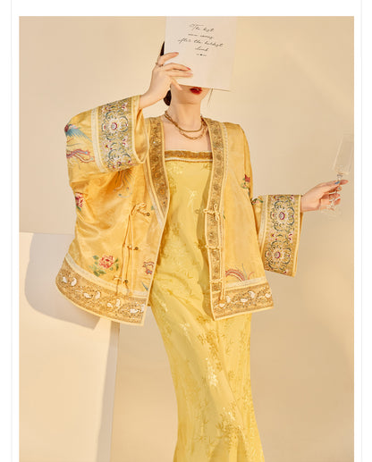 Luxury V-Neck Embroidered Jacket – Modern Chinese Style Outerwear