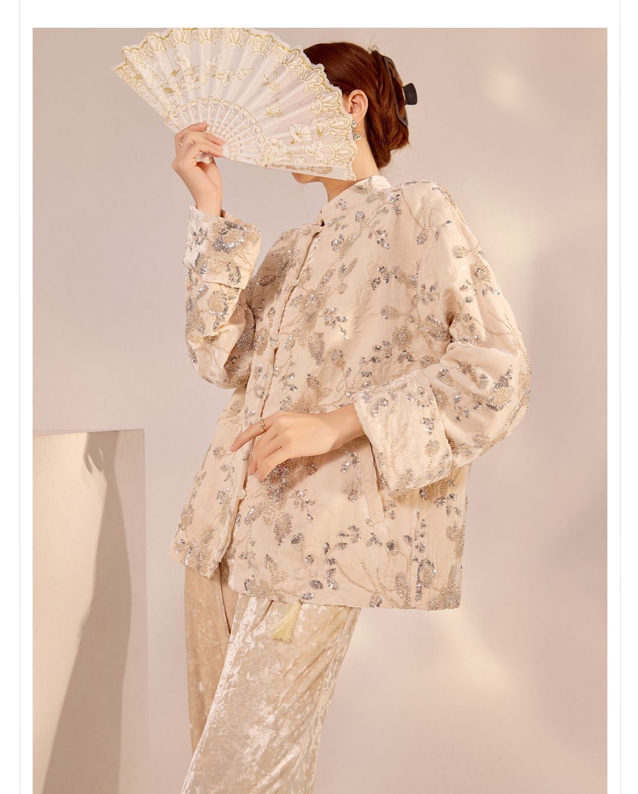 2026 Spring New Chinese Beaded Rayon Elegant Youthful Jacket