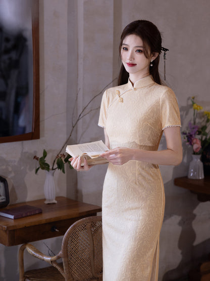 Yellow Cheongsam 2025 – Summer Petite Elegant Daily Dress
